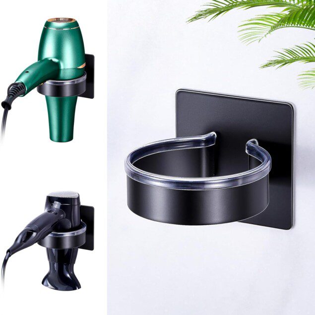 Support pour sèche-cheveux mural en acier inoxydable : installation facile et design élégant pour salle de bain et salon de coiffure