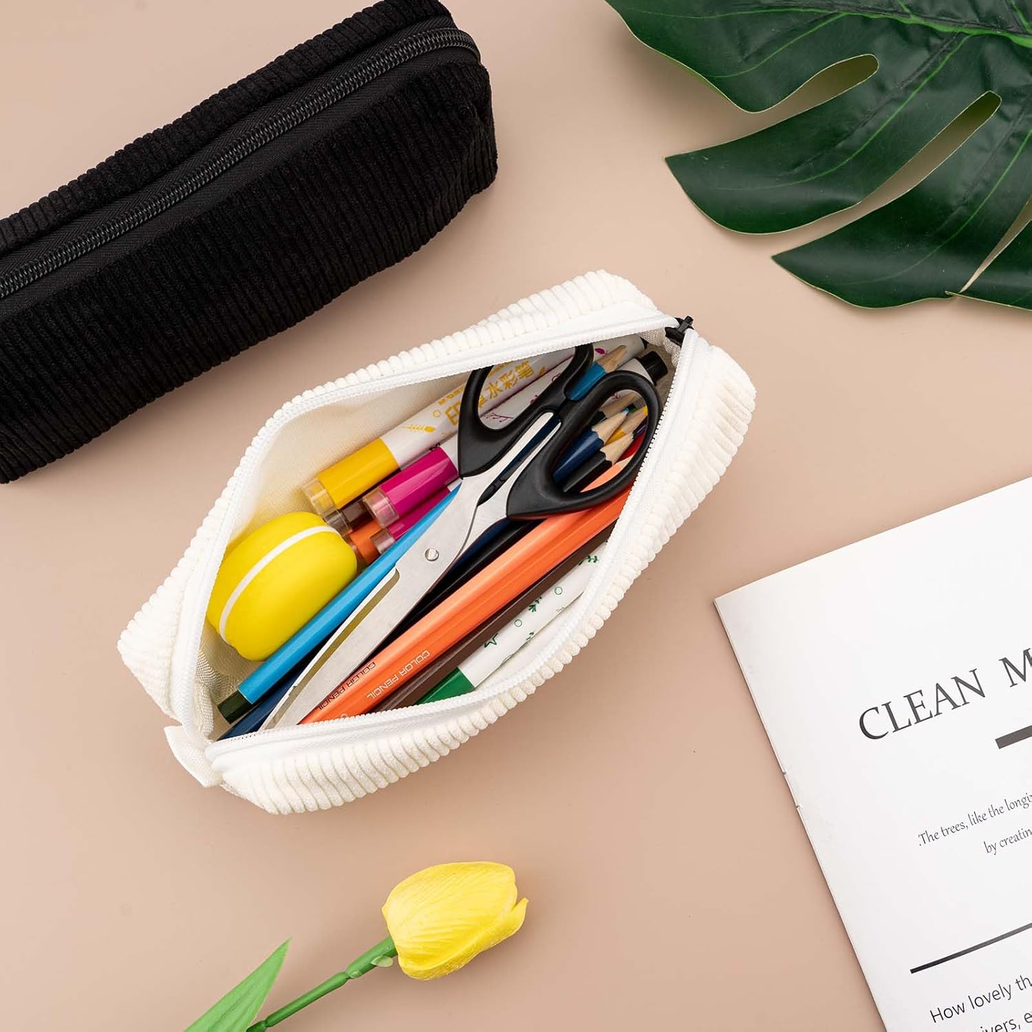 Trousse à crayons en velours côtelé beige : l'alliée multifonction pour les garçons et filles en quête d'élégance à l'école – Image 6