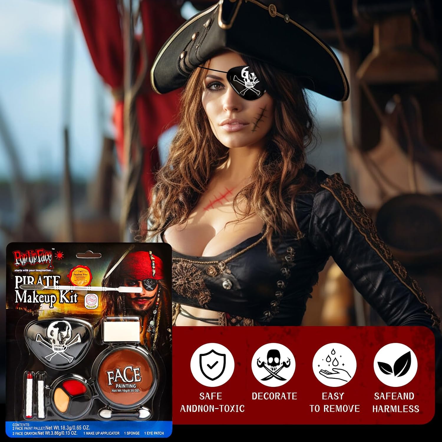 Kit maquillage Halloween pirate : l'ultime solution pour enfants et adultes lors de vos soirées déguisées – Image 3