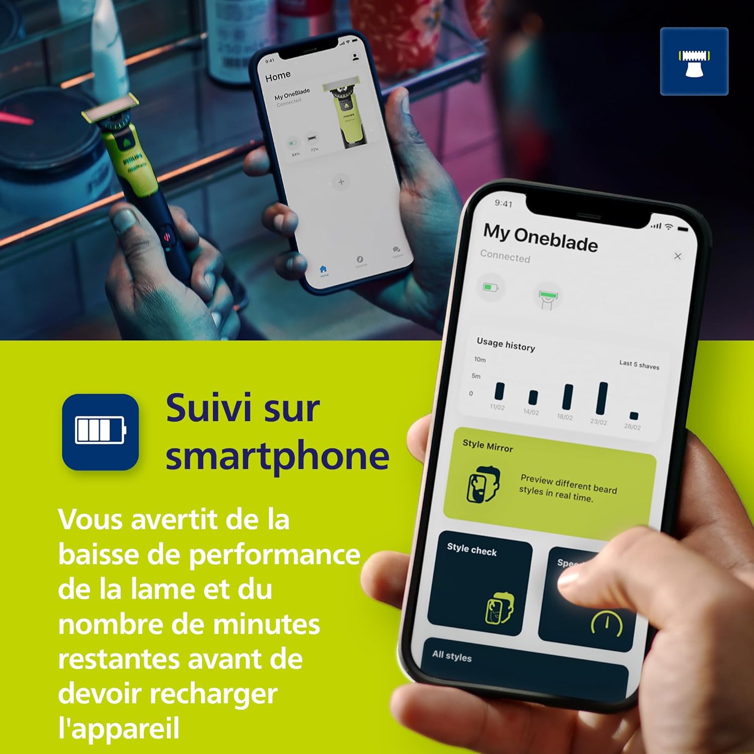 Rasoir électrique Philips OneBlade 360 : pour un rasage impeccable du visage et du corps Découvrez la tondeuse à barbe et corps tout-en-un avec technologie de lame 360° pour une expérience de rasage parfaite et personnalisée. – Image 5