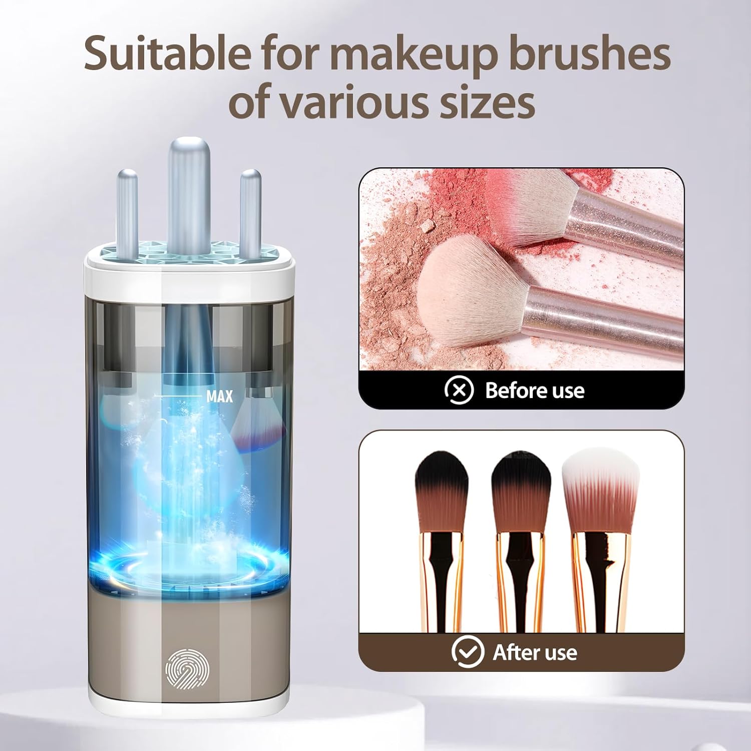 Nettoyant électrique pour pinceaux de maquillage : lavage rapide et automatique pour toutes vos brosses – Image 4