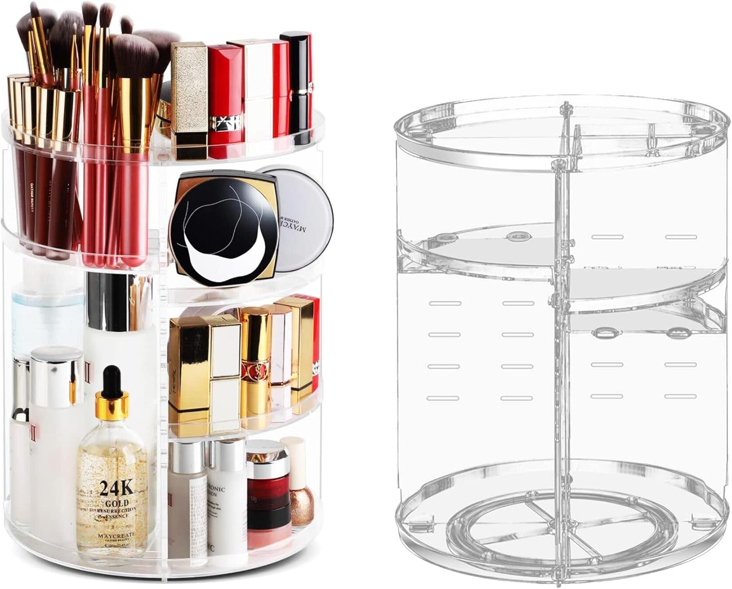 Organisateur de maquillage transparent : un rangement rotatif 360 degrés pour les passionnées de beauté