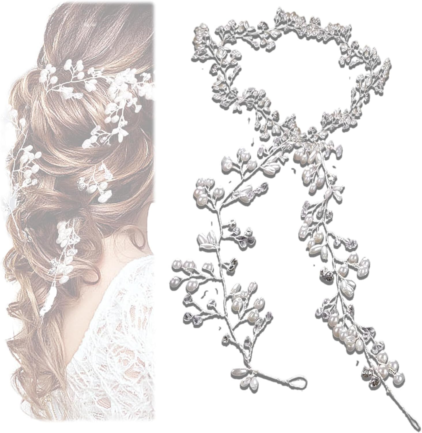 Fil à cheveux de mariage argenté : le bijou de coiffure idéal pour sublimer votre chignon et briller le jour J