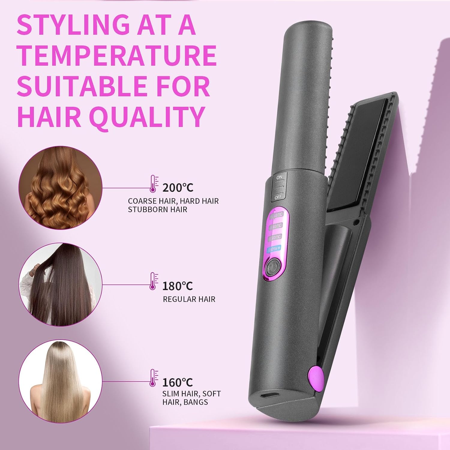Lisseur de cheveux sans fil : le compagnon idéal pour un coiffage rapide et élégant en voyage Offrez à vos cheveux la brillance et la douceur qu'ils méritent avec ce mini lisseur 2 en 1, parfait pour les femmes en déplacement. – Image 4