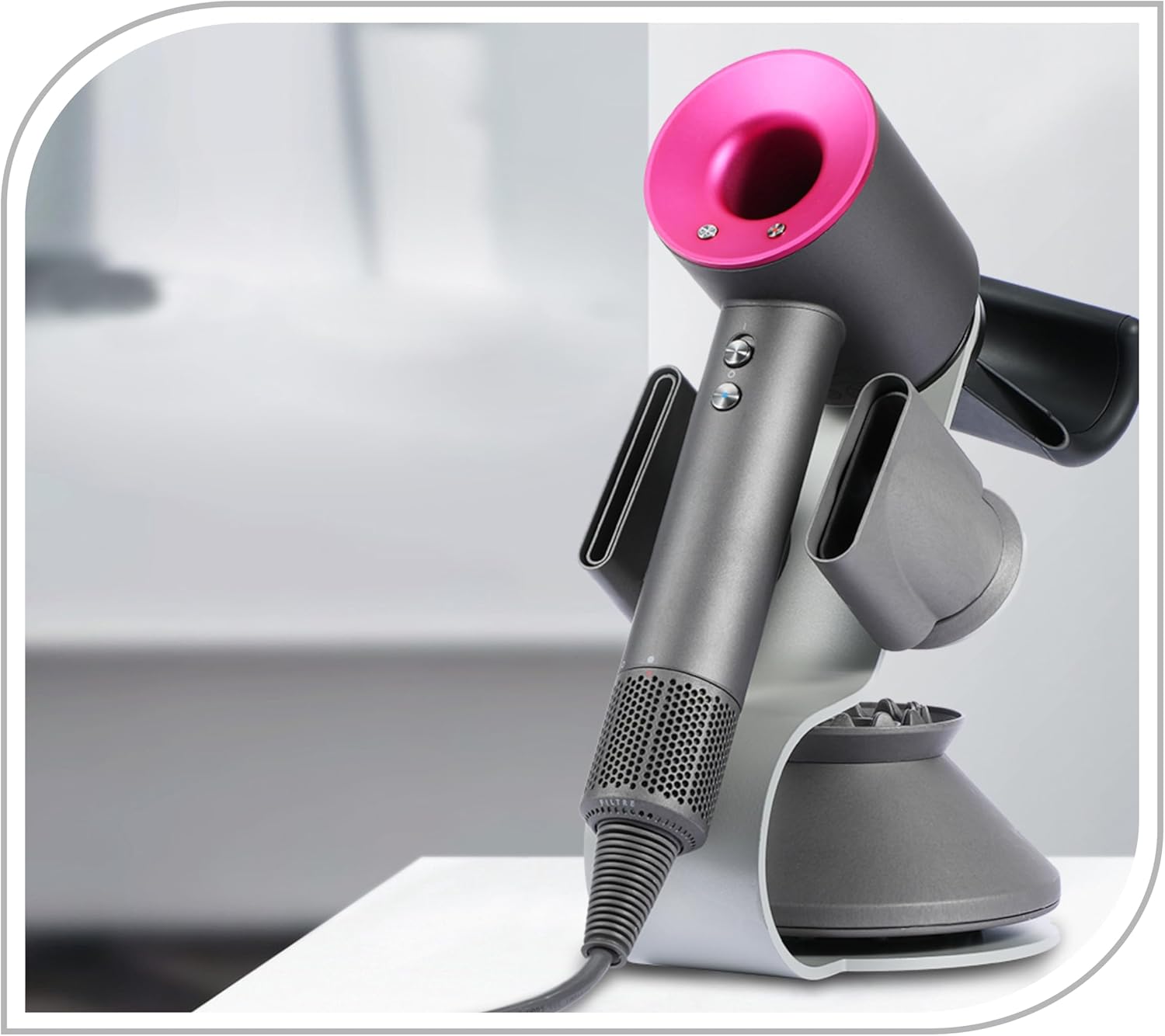 Support sèche-cheveux pour Dyson Supersonic : fixation magnétique et gestion des câbles pour une salle de bain élégante – Image 6