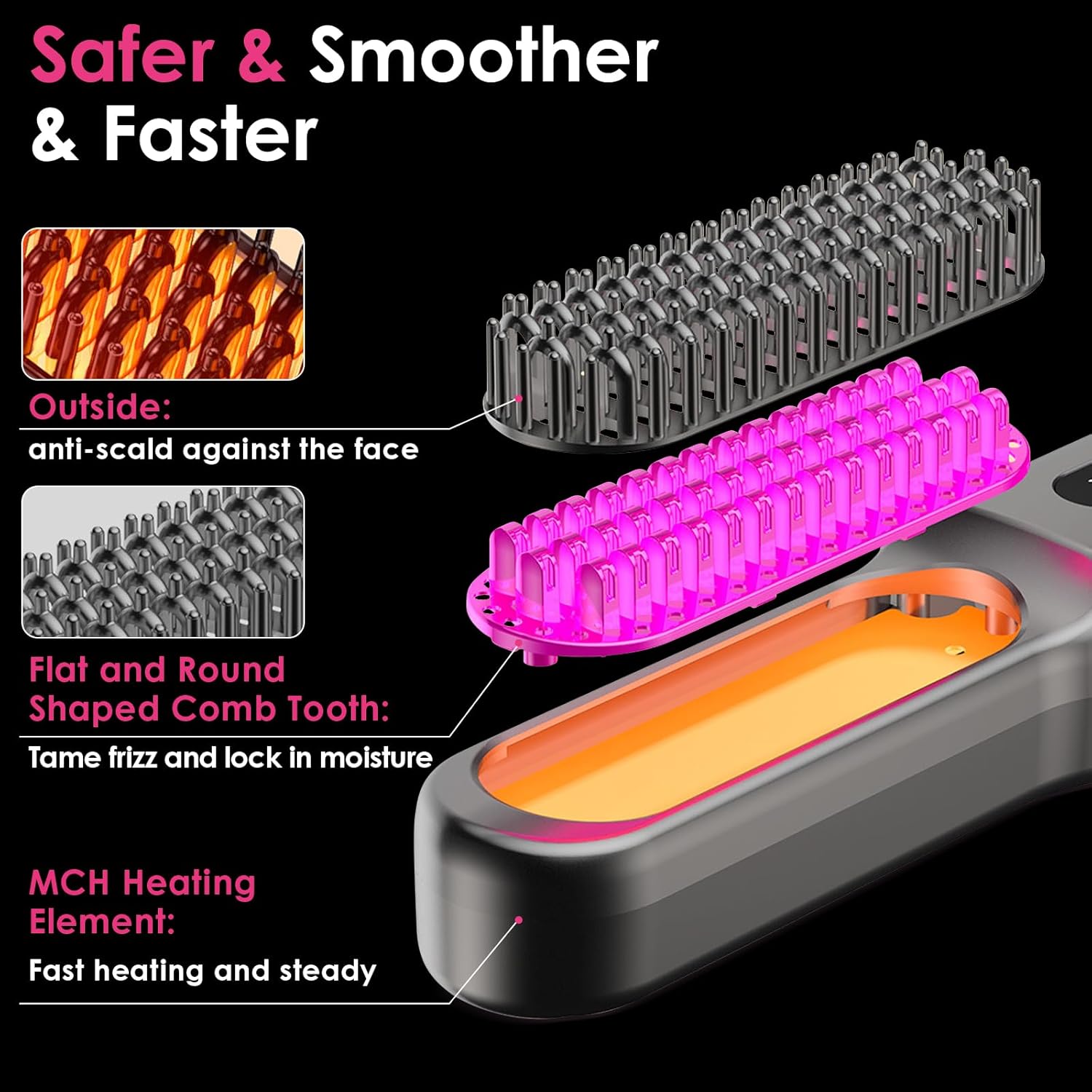 Brosse lissante sans fil : l'outil professionnel idéal pour des cheveux lisses et brillants Découvrez la brosse chauffante portable, rechargeable et efficace pour un coiffage rapide et impeccable – Image 6