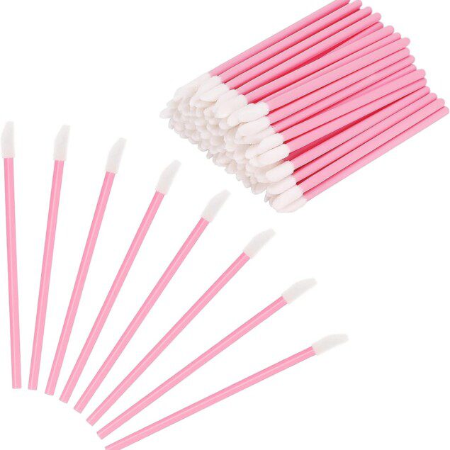 Pinceaux à lèvres jetables : lot de 100 applicateurs roses pour un maquillage précis et soigné