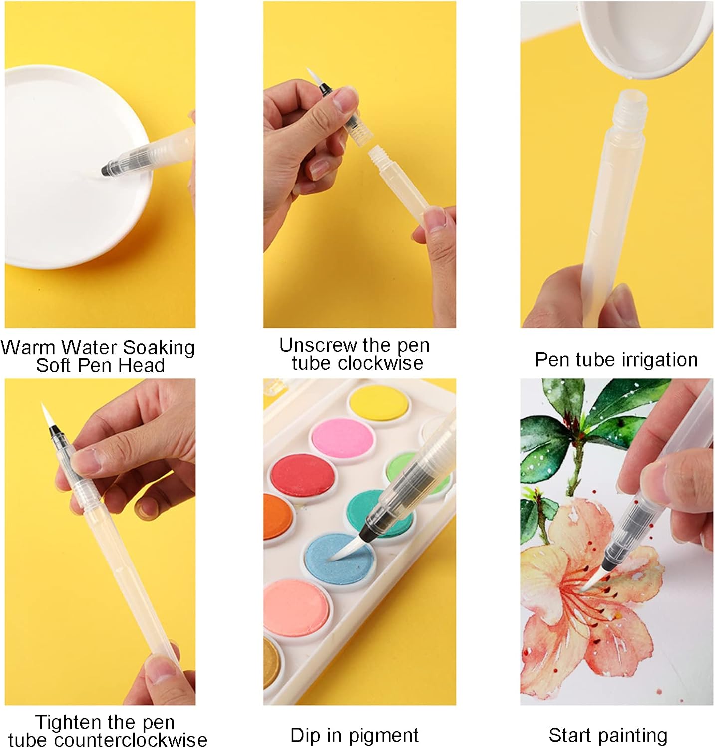 Pinceaux à eau professionnels : set de 6 pièces pour artistes et amateurs de calligraphie Découvrez notre ensemble de pinceaux à eau remplissables, idéal pour le mélange des couleurs et la création de magnifiques œuvres d'art. Parfait pour les artistes en herbe et les passionnés de calligraphie, ce set vous offre la précision et la fluidité nécessaires pour donner vie à vos idées créatives. – Image 7
