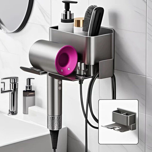 Support sèche-cheveux mural : solution élégante pour hôtels et salles de bain