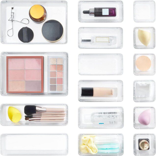 Séparateurs de tiroirs en plastique transparent : l'organisation idéale pour le maquillage, les bijoux et les gadgets de votre chambre, salle de bain ou bureau