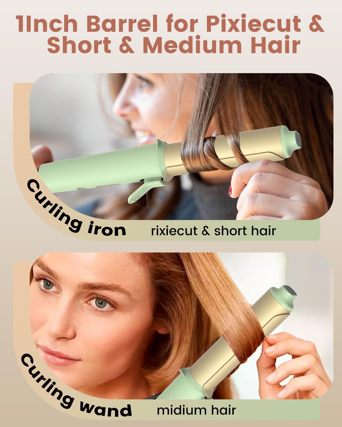 Boucleur à cheveux 25 mm : mini fer à boucler idéal pour cheveux courts et moyens avec 3 températures réglables – Image 3