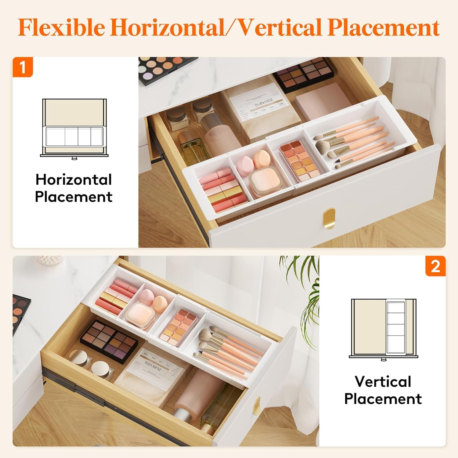 Organisateur de tiroirs réglable pour coiffeuse et cuisine : optimisez votre espace avec style – Image 6