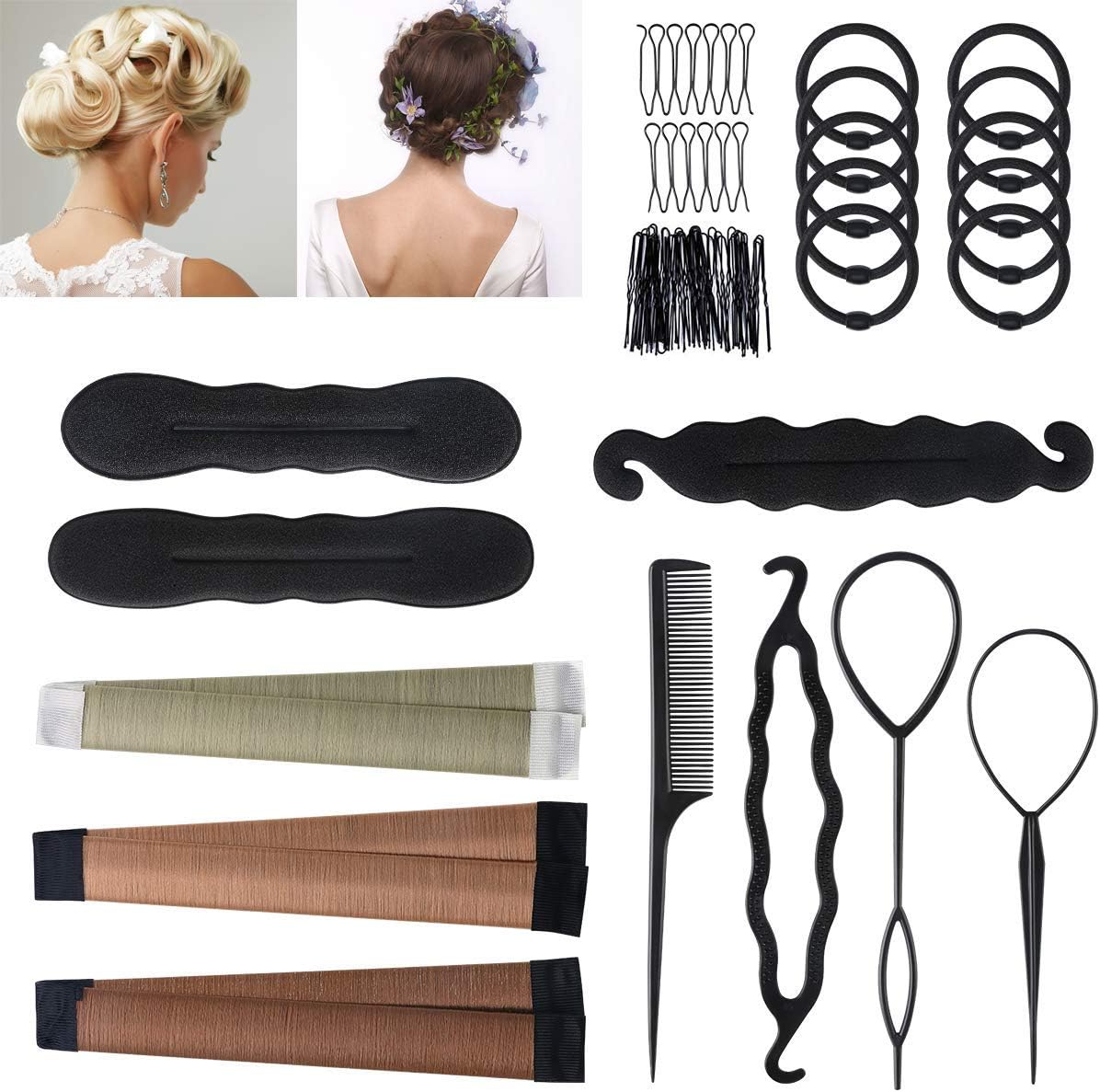 Accessoires de coiffure : kit complet URAQT pour femmes et filles, idéal pour créer des chignons et des tresses stylées avec facilité – Image 9