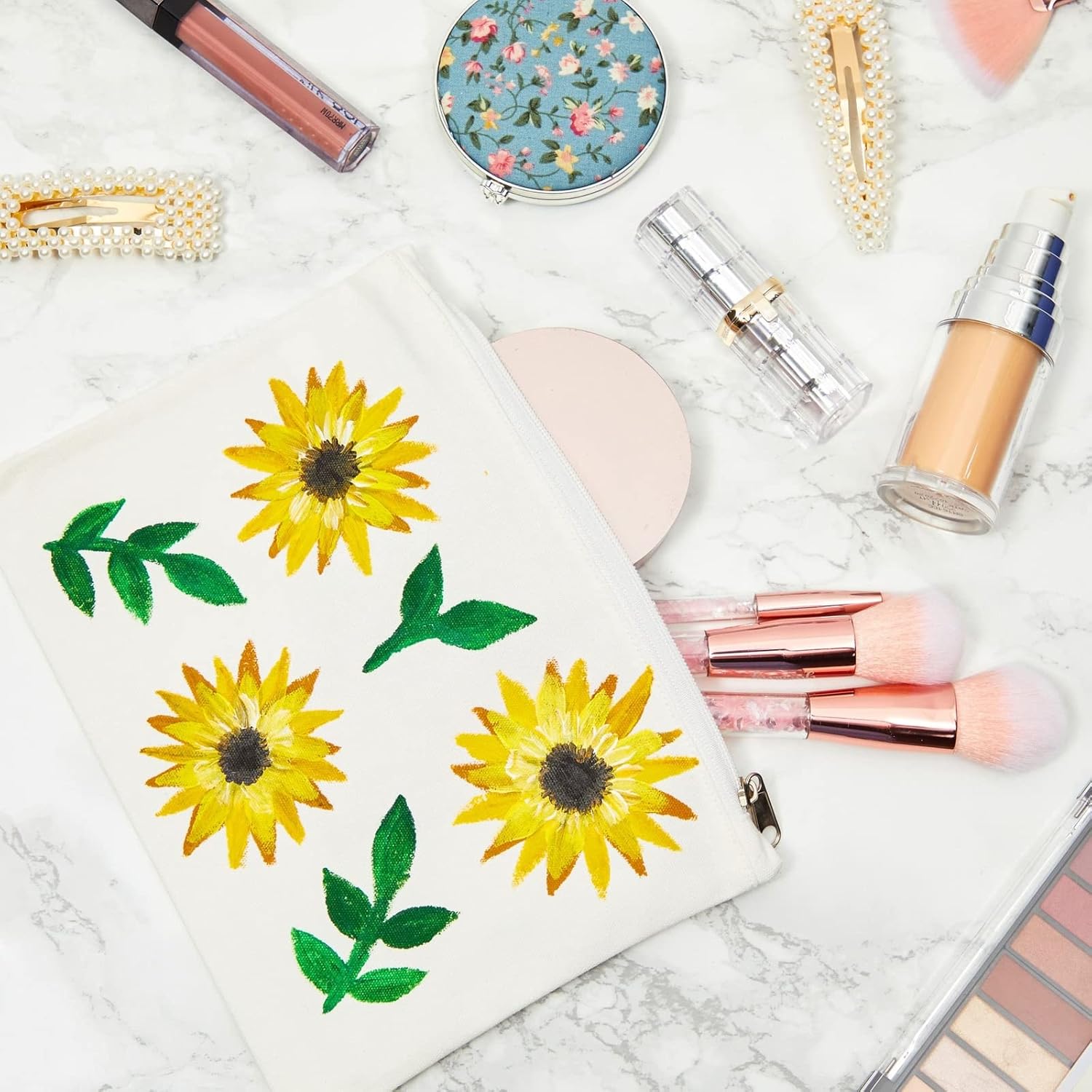 Trousse à maquillage en toile : lot de 12 pour ranger vos cosmétiques et accessoires avec élégance lors de vos voyages – Image 4