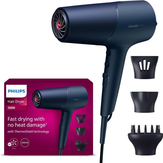 Sèche-cheveux ionique Philips 5000 Series : performance optimale pour un coiffage parfait 

Découvrez la technologie ThermoShield pour protéger vos cheveux tout en les stylisant