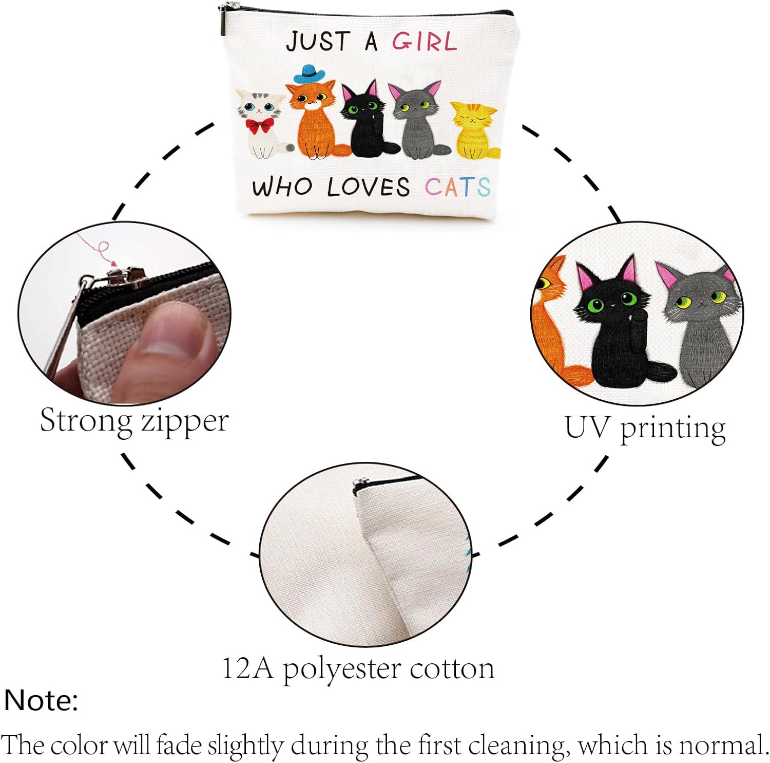 Trousse de maquillage toile chat : l'accessoire essentiel pour les amoureuses des félins en voyage – Image 4