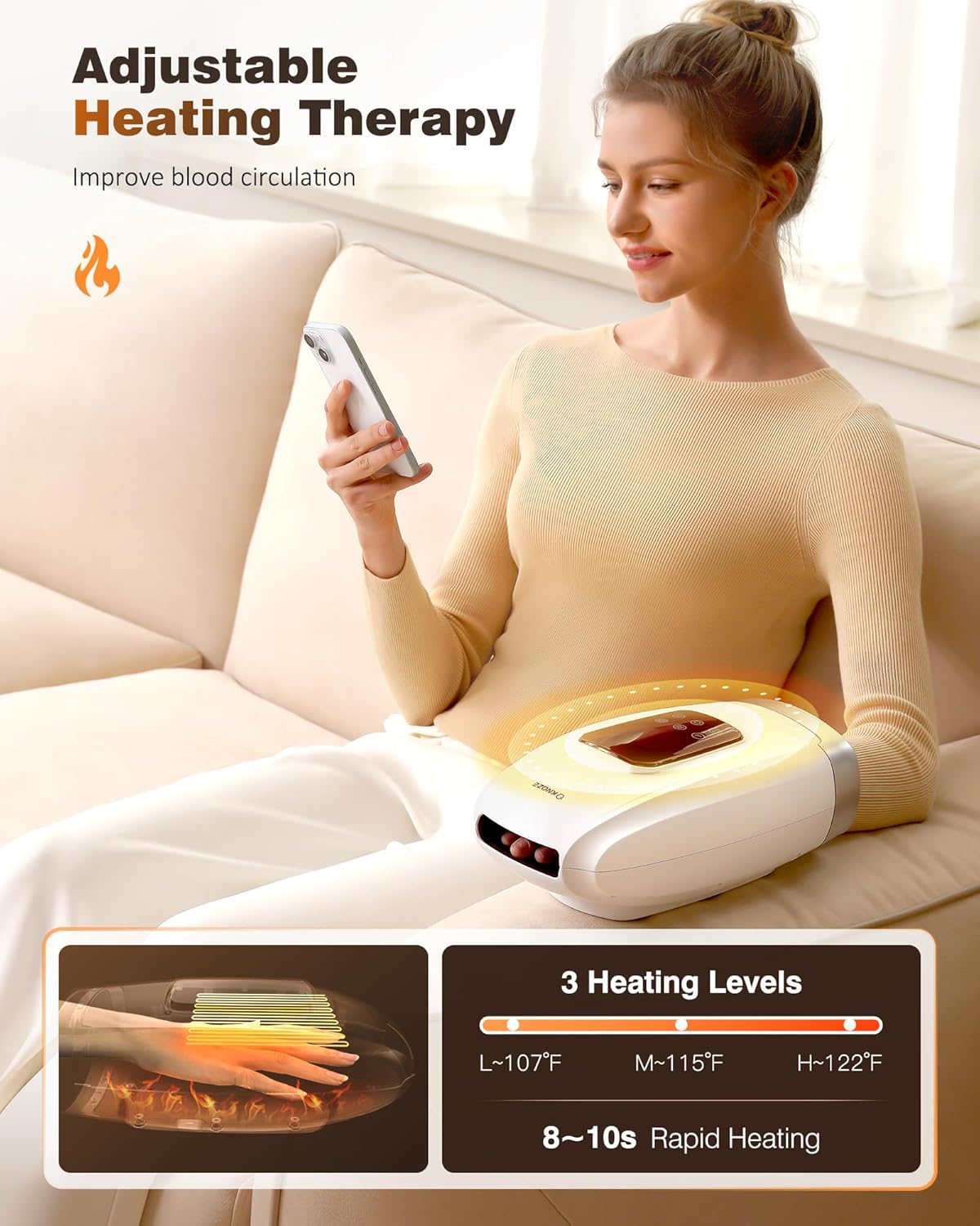 Masque de massage : le masseur de mains sans fil pour soulager l'arthrite et le syndrome du canal carpien Un cadeau d'anniversaire idéal pour femmes, alliant chaleur et compression pour un bien-être optimal – Image 4