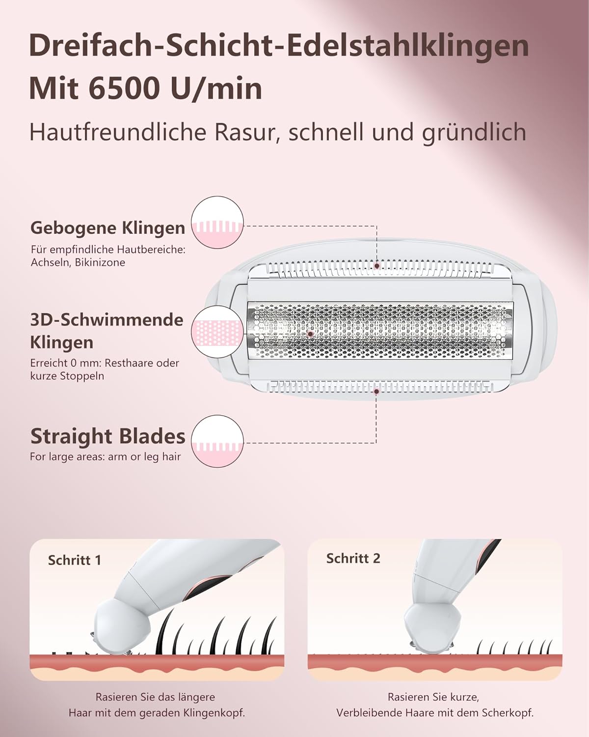 Rasoir électrique femme 3-en-1 : épilation douce et précise pour bikini, aisselles et jambes Profitez d'une autonomie de 120 minutes et d'un affichage LED pour une utilisation facile et efficace – Image 3