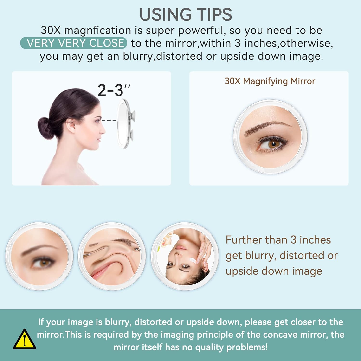 Miroir grossissant 30X : l’accessoire idéal pour les femmes souhaitant un maquillage parfait et une épilation des sourcils facilitée – Image 6