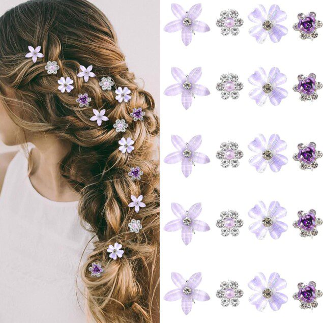 Pinces à fleurs miniatures en strass : accessoires de coiffure élégants pour femmes et filles lors des fêtes et mariages