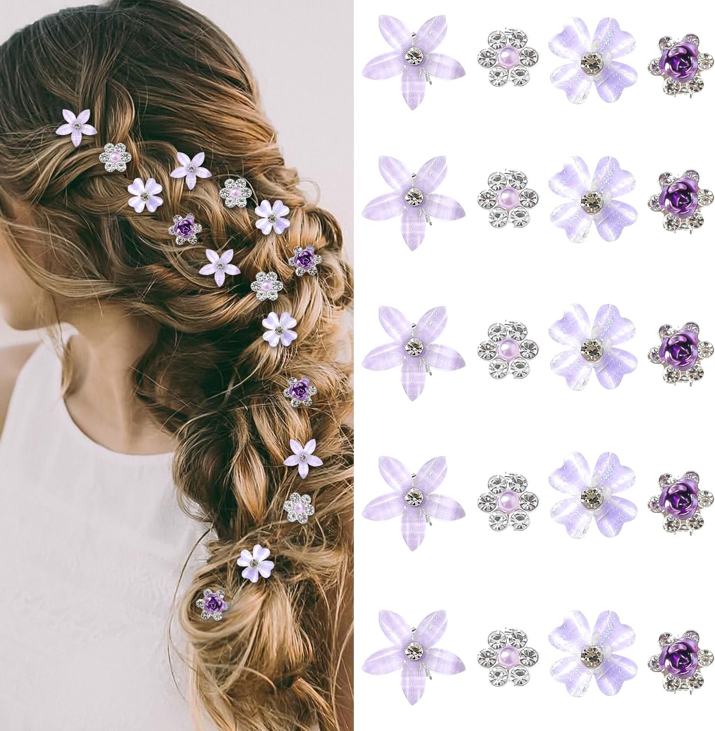 Pinces à fleurs miniatures en strass : accessoires de coiffure élégants pour femmes et filles lors des fêtes et mariages