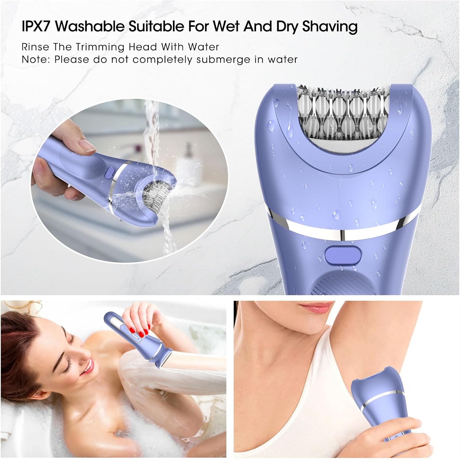 Épilateur pour femme : appareil 7 en 1 rechargeable et étanche pour une épilation indolore et précise – Image 4