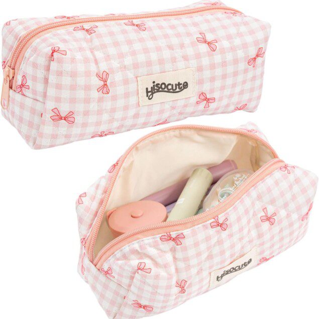 Trousse à crayons esthétique en coton matelassé : l’accessoire parfait pour les filles à l’école et au quotidien