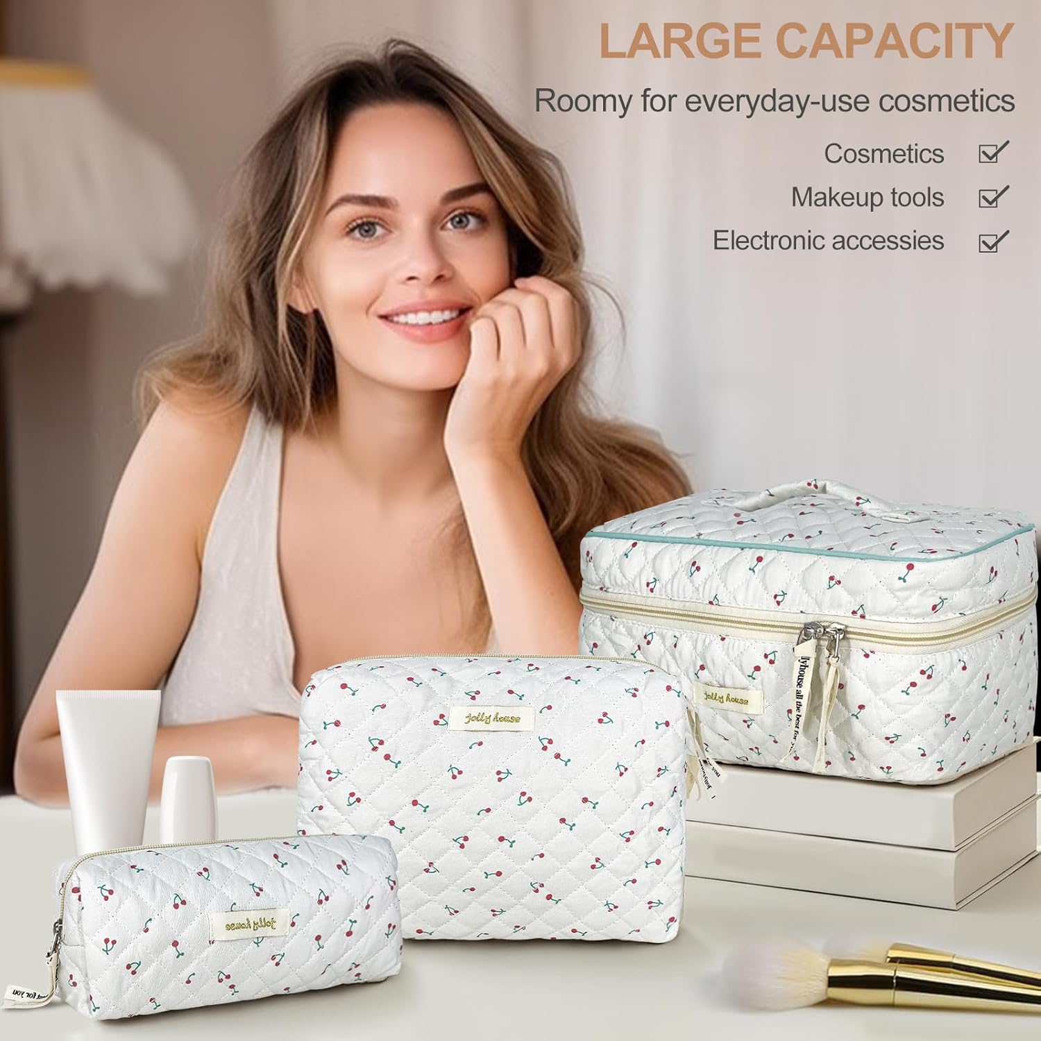 Trousse de toilette XL pour femme : élégance et praticité en voyage avec un design floral – Image 2
