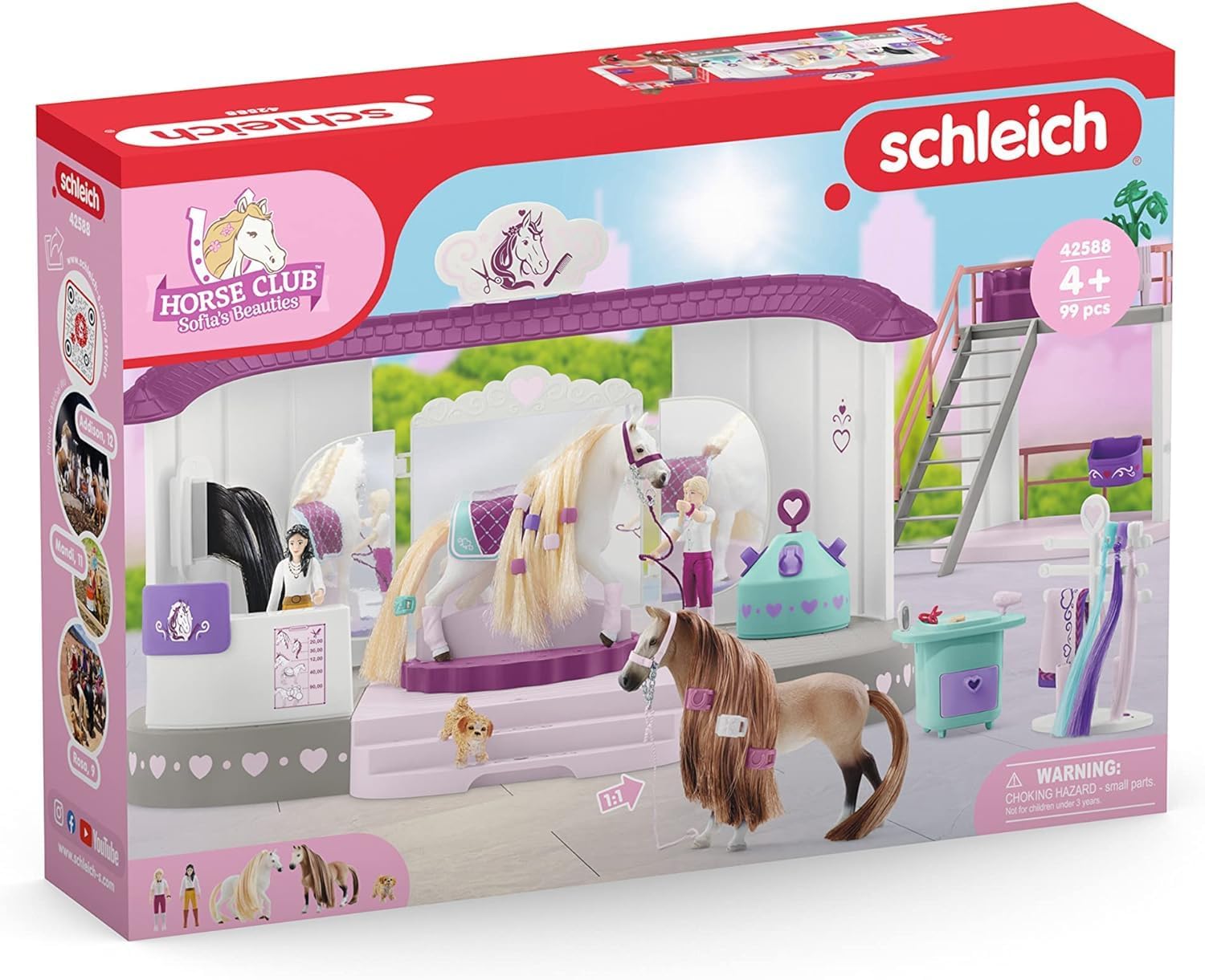 Écurie malette de coiffage avec accessoires de pansage : set de 99 pièces pour enfants de 4 ans et plus, pour des heures de jeu créatif avec des figurines chevaux – Image 9