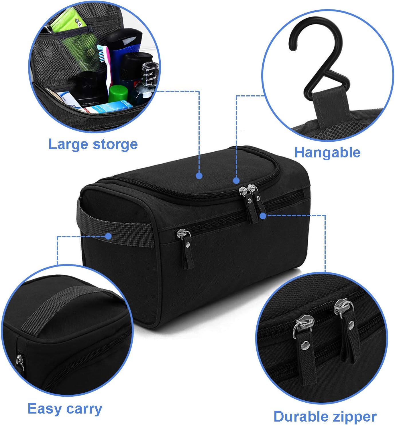 Trousse de toilette homme : grande trousse de maquillage imperméable suspendue pour un voyage organisé et stylé – Image 2