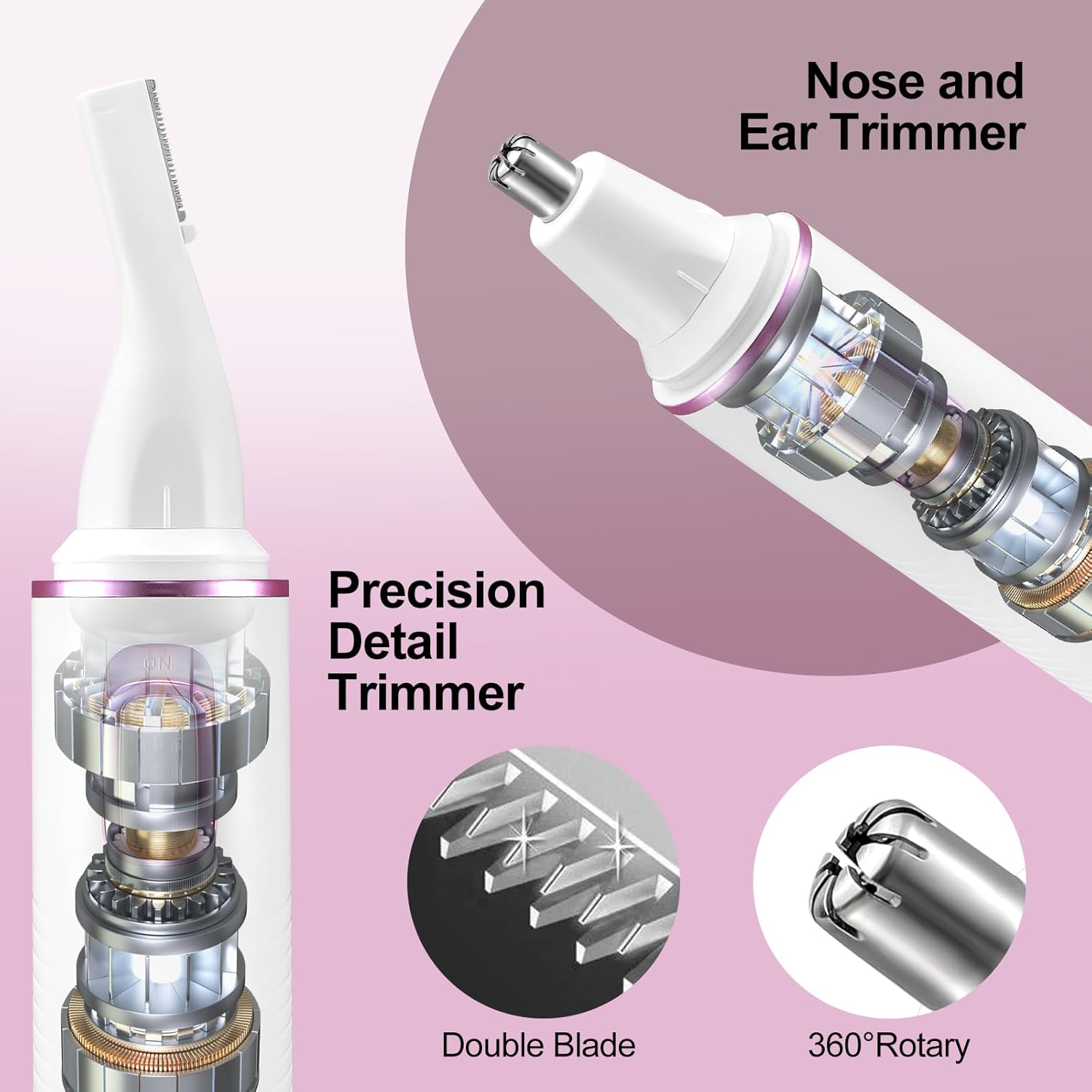 Tondeuse nez professionnelle 2-en-1 : soin sans douleur pour hommes Découvrez notre tondeuse nez et oreilles multifonction, lavable et étanche pour un entretien facile et agréable – Image 3
