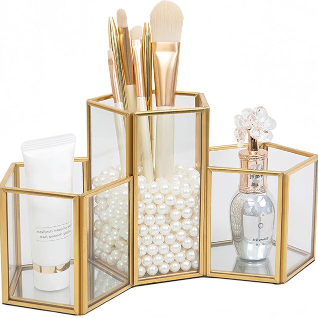 Support pour pinceaux de maquillage en verre : un rangement élégant pour les passionnées de beauté