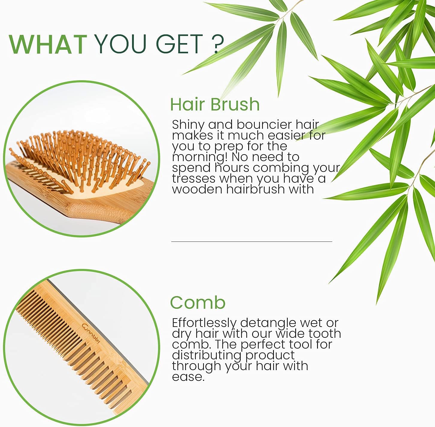 Brosse démêlante en bambou pour cheveux : massage du cuir chevelu et confort optimal – Image 5