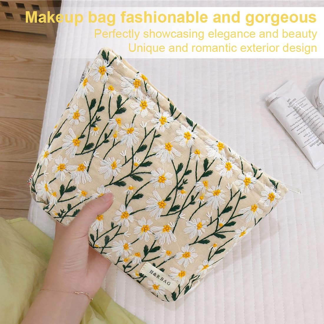 Trousse de maquillage en toile : l’accessoire idéal pour les femmes en voyage Optimisez votre routine beauté avec cette trousse de toilette portable et élégante – Image 4