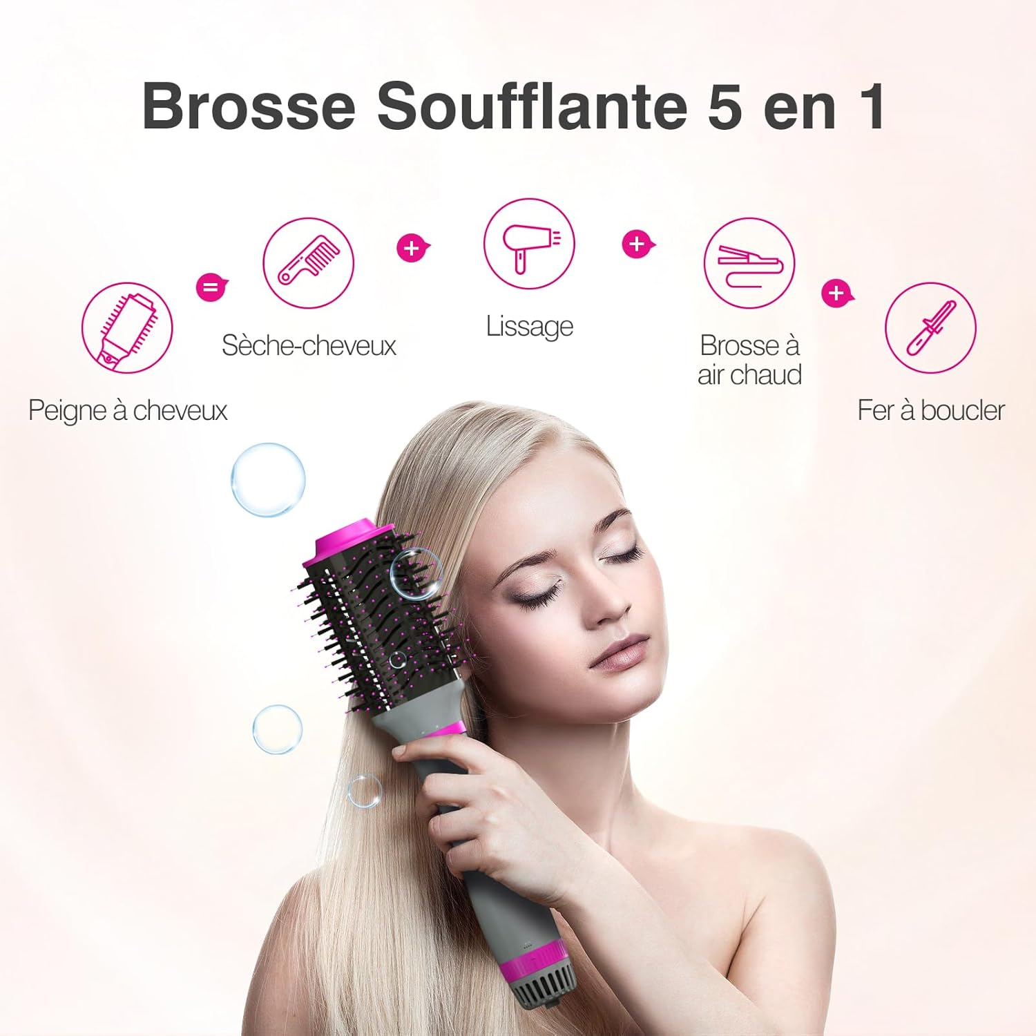 Brosse soufflante 4 en 1 pour un brushing rapide et lisse à domicile Découvrez la puissance de 1200W pour un coiffage salon sans effort – Image 2