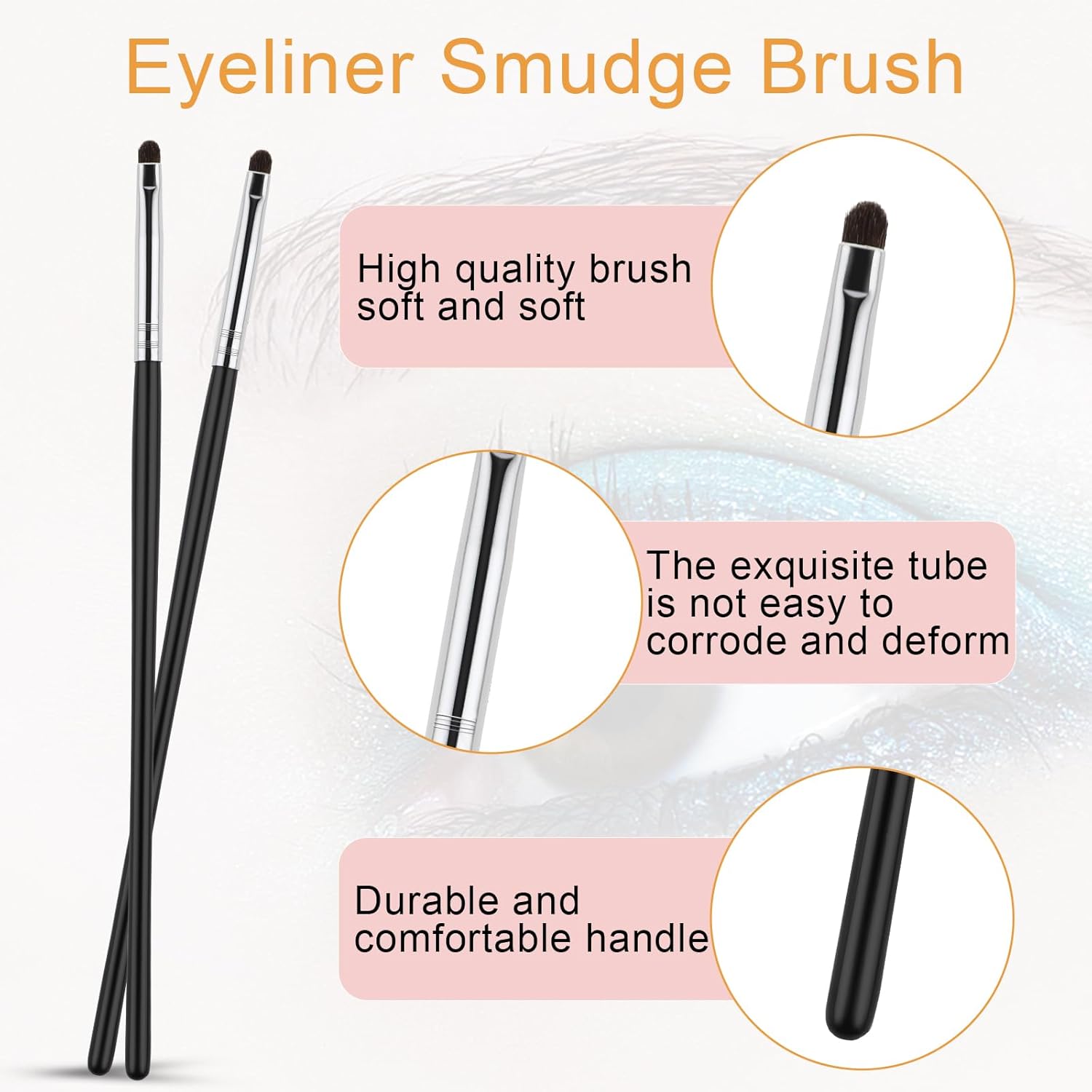 Pinceaux de maquillage professionnels ultra fins : lot de 2 pour femmes et filles, idéal pour un fard à paupières impeccable – Image 2