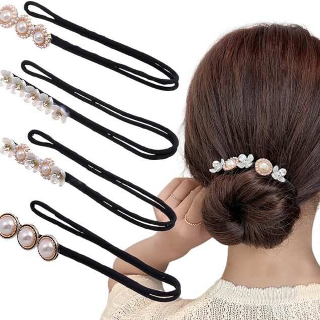 Chignon magique : 4 pièces pour une coiffure élégante et raffinée Découvrez notre ensemble de 4 pièces chignon magique, idéal pour créer des coiffures donut bun sophistiquées et tendance. Parfait pour les femmes en quête d'élégance lors d'occasions spéciales, ce kit comprend un bandeau chignon et une pince à cheveux en tissu, vous permettant de réaliser facilement un chignon avec pelure et fleur. Transformez votre look en un instant grâce à cet accessoire de coiffure incontournable !