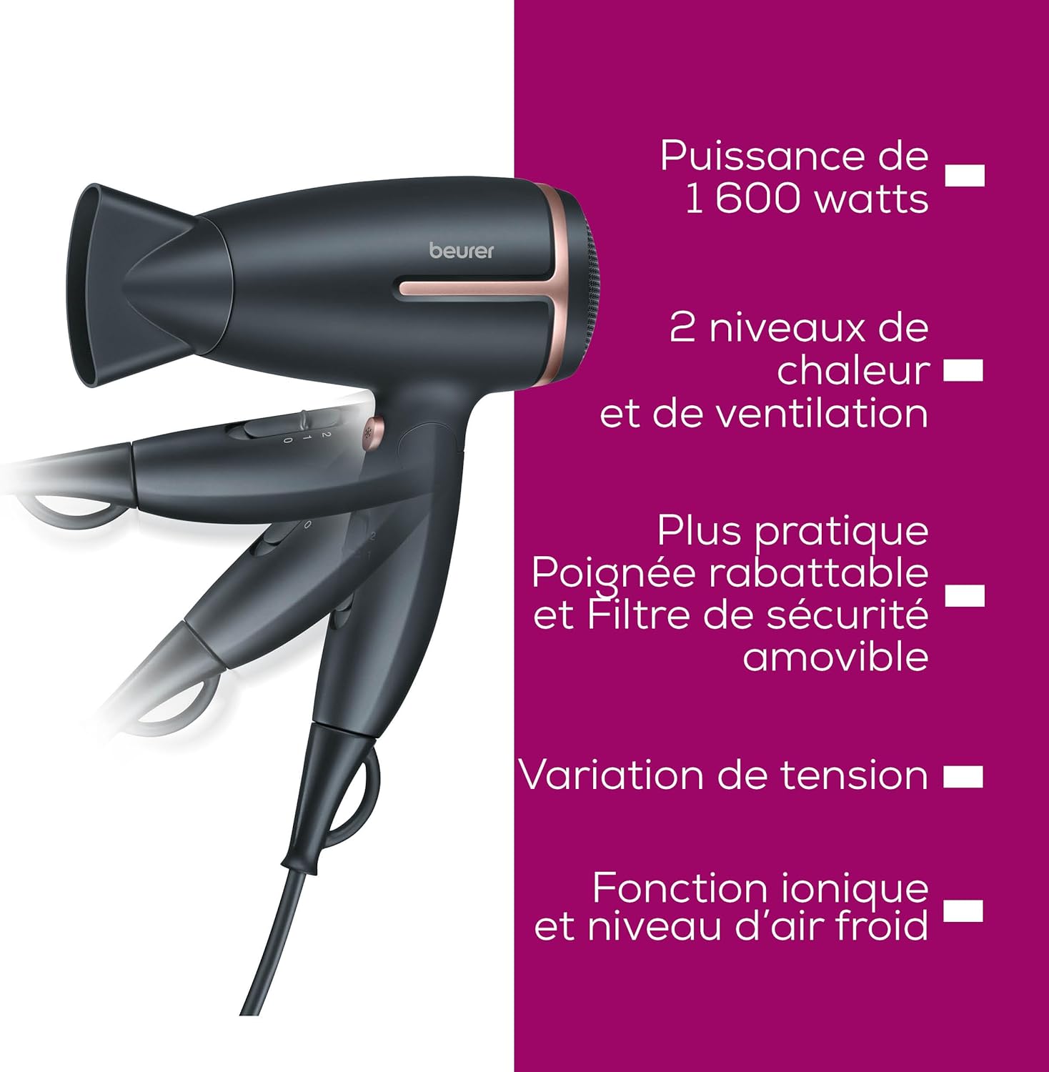 Sèche-cheveux de voyage pliable : le compagnon idéal pour des cheveux doux et souples lors de vos déplacements – Image 7