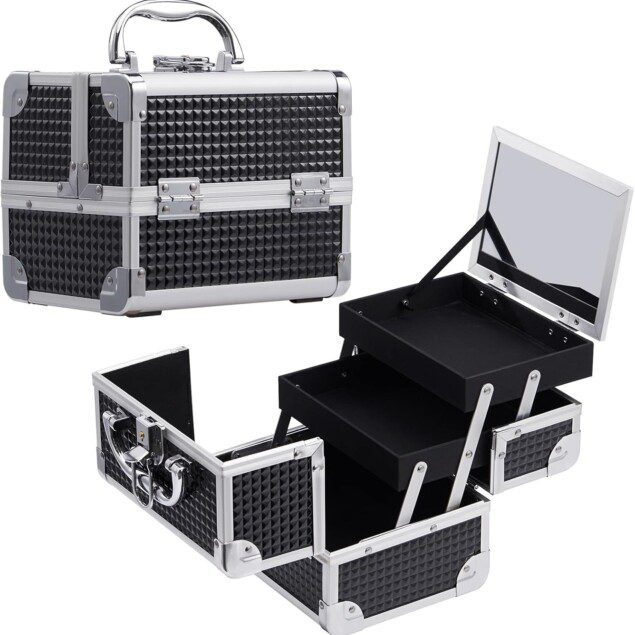 Beauty case portable : mallette de maquillage élégante pour femme en voyage  Rangement optimisé pour cosmétiques, bijoux et accessoires de beauté