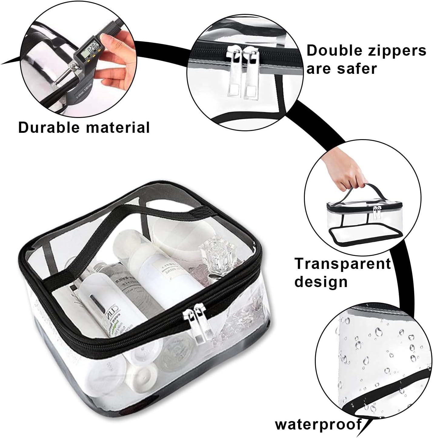 Trousse de toilette transparente : 2 pièces en PVC pour cosmétiques et shampooings, idéale pour vos voyages en avion – Image 6