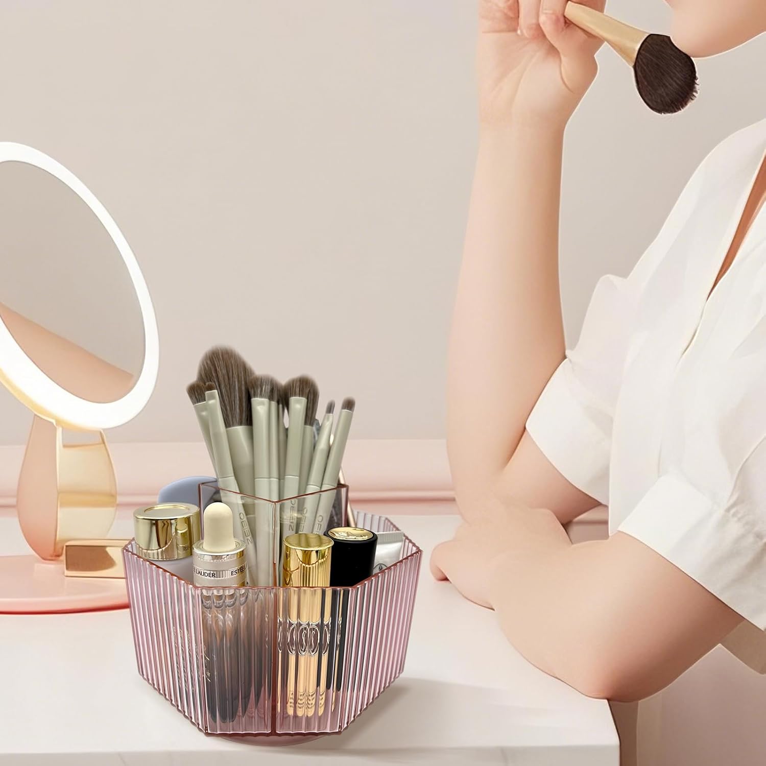 Organiseur de pinceaux de maquillage rotatif à 360° : idéal pour les passionnés de beauté et de soin – Image 2