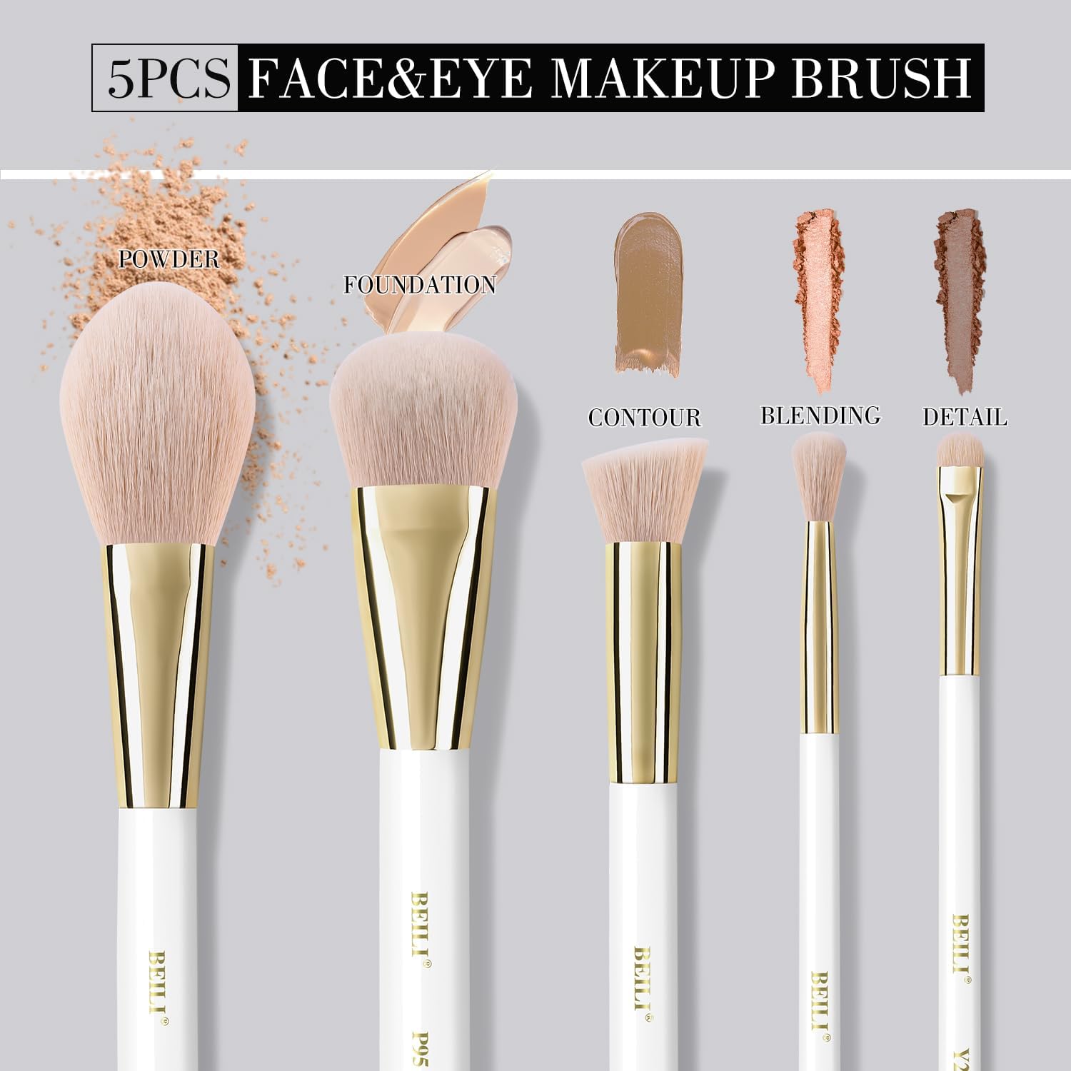 Pinceaux de maquillage professionnels : l'ensemble parfait pour un teint sculpté et lumineux Idéal pour les passionnées de beauté, ce set vegan de 5 pinceaux vous aide à maîtriser le contouring, l'application de fond de teint et le maquillage des yeux avec une précision exceptionnelle. – Image 4