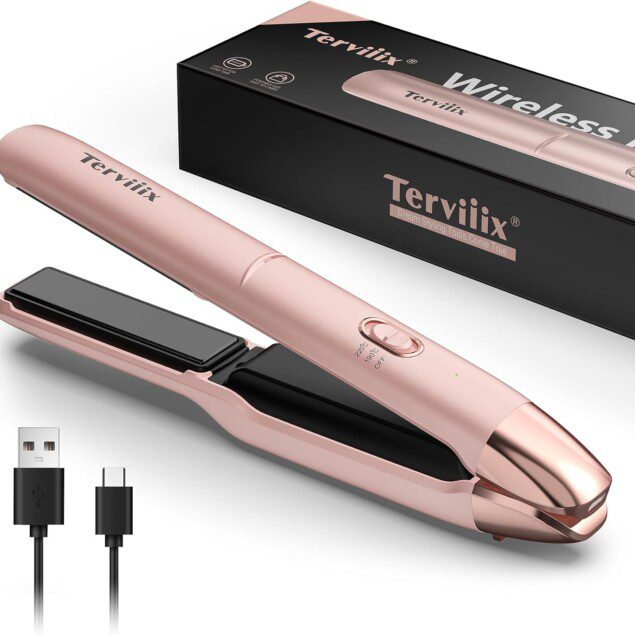 Portable lisseur sans fil : l'allié parfait pour les voyageuses en quête de style Mini lisseur 2 en 1 avec infusion d'huile d'argan, chauffage rapide en 50 secondes et batterie longue durée de 4500 mAh