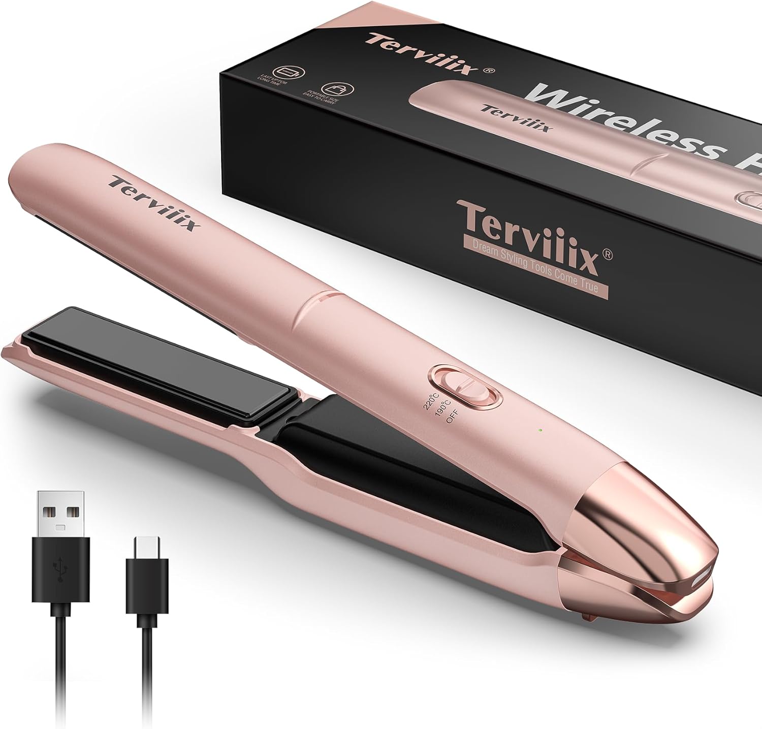 Portable lisseur sans fil : l'allié parfait pour les voyageuses en quête de style Mini lisseur 2 en 1 avec infusion d'huile d'argan, chauffage rapide en 50 secondes et batterie longue durée de 4500 mAh