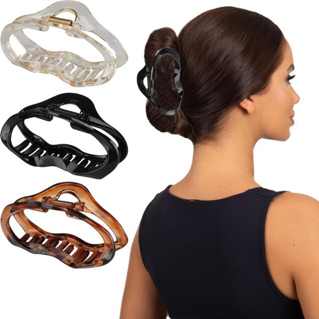 Barrettes à cheveux épais : lot de 3 grandes pinces antidérapantes pour femmes aux cheveux longs
