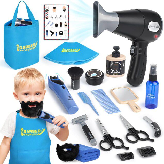 Kit de coiffure pour enfants : jeu de salon amusant avec sèche-cheveux et accessoires créatifs dès 3 ans