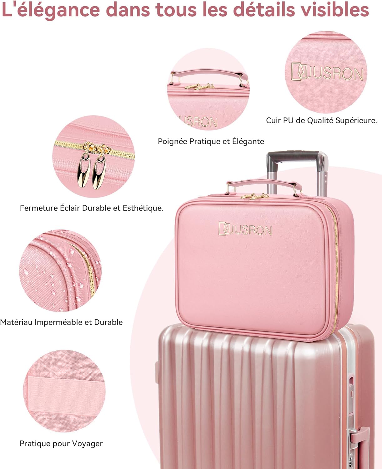 Trousse de maquillage pour les passionnées de beauté : un miroir LED et des compartiments réglables pour un rangement optimal – Image 8