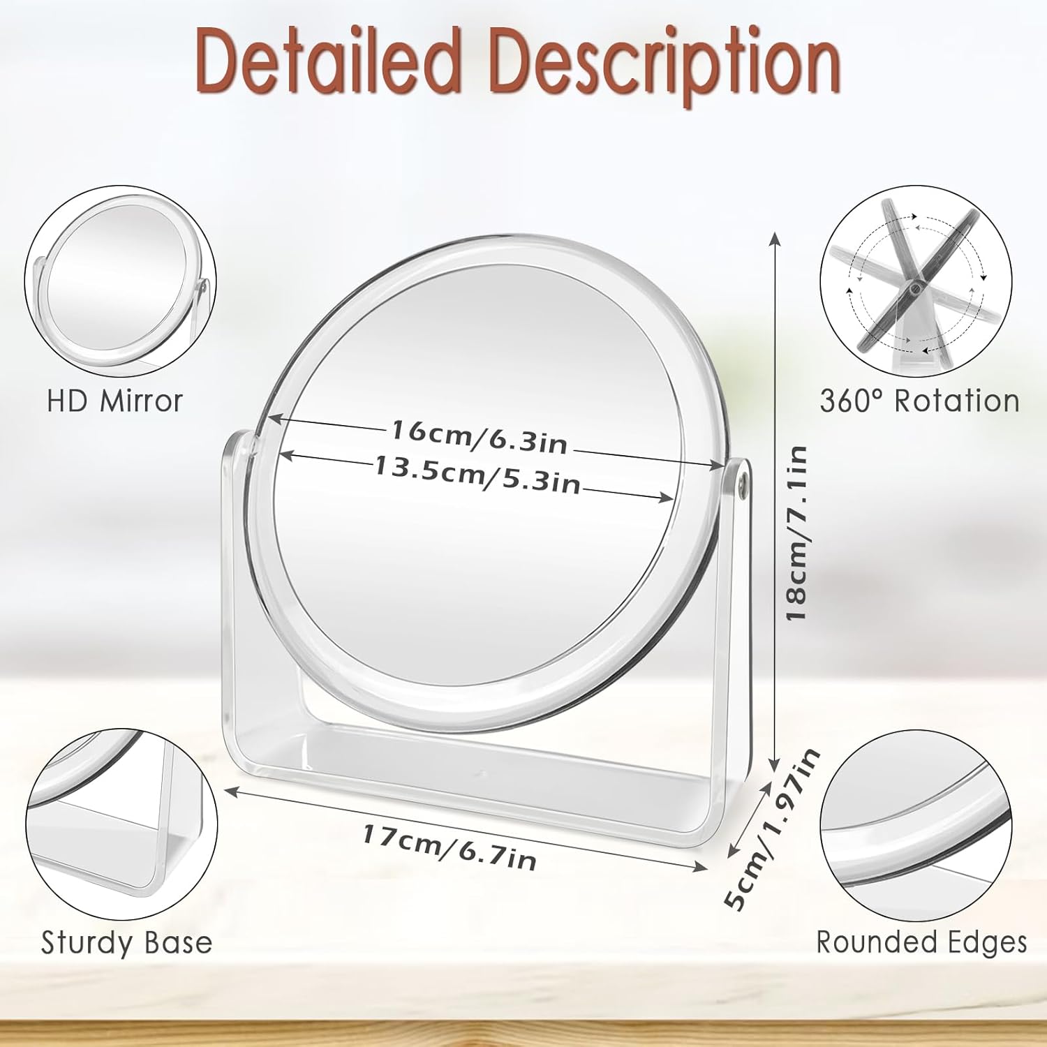 Miroir de maquillage grossissant double face : l’accessoire idéal pour les passionnées de beauté – Image 3