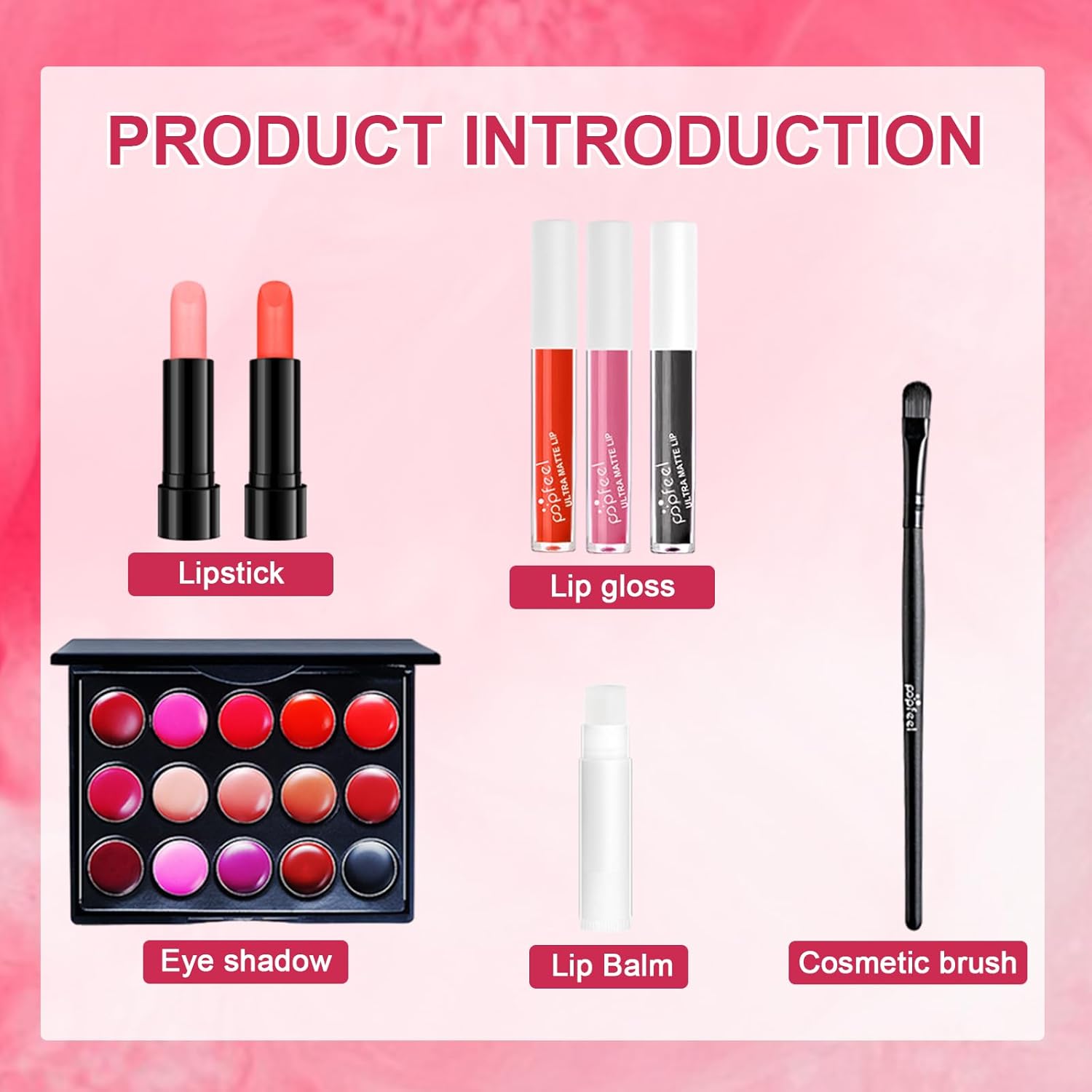 Coffre-cadeau de maquillage à lèvres : kit complet pour femmes avec 15 couleurs éclatantes et pinceau inclus – Image 3