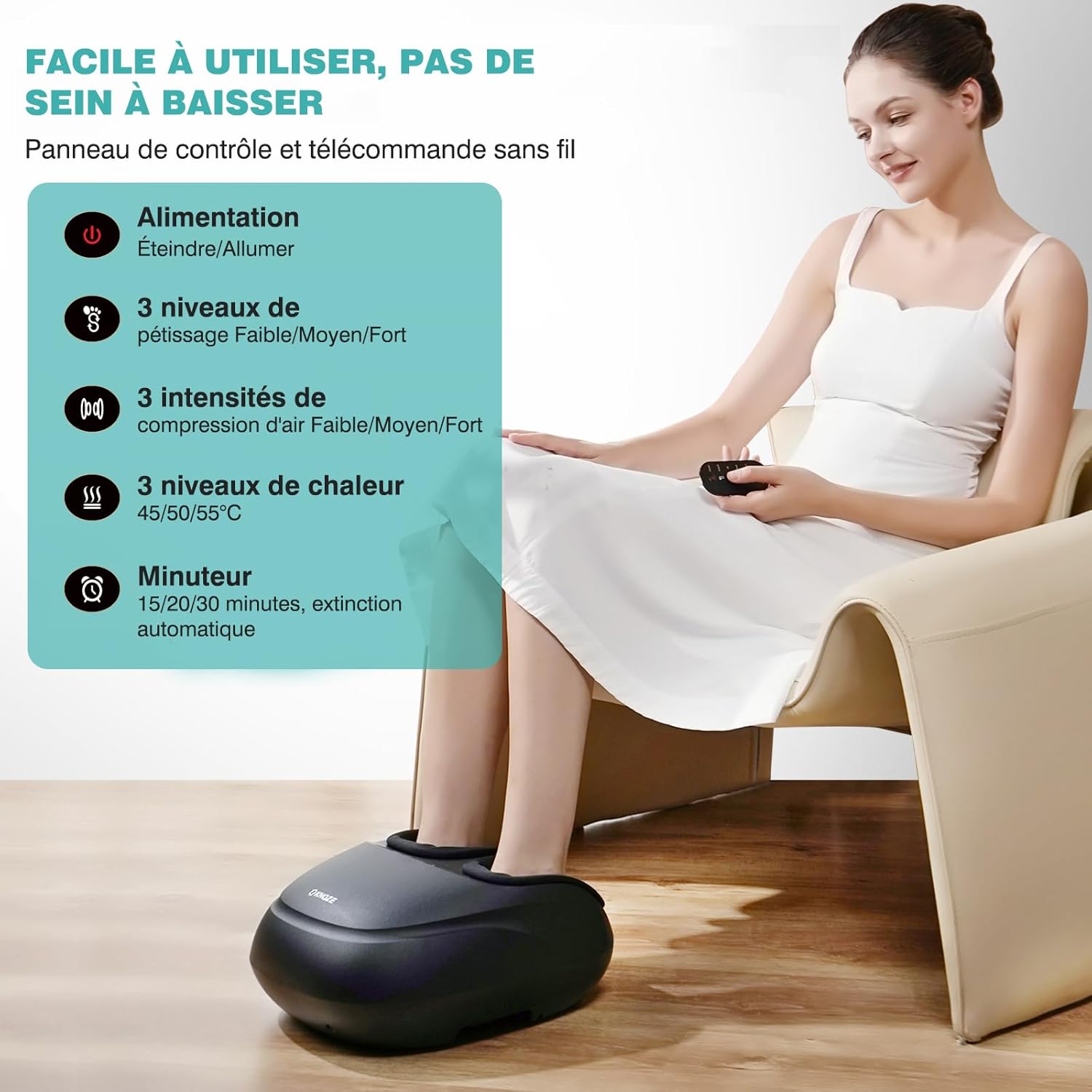 Masseur pieds shiatsu avec chaleur : soulage fasciite plantaire et douleurs pour femmes – Image 2